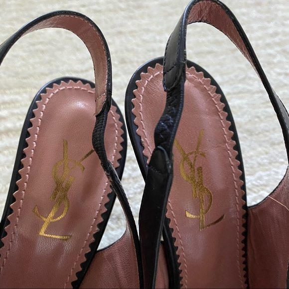 YSL black leather slingbacks - Picture 8 of 16